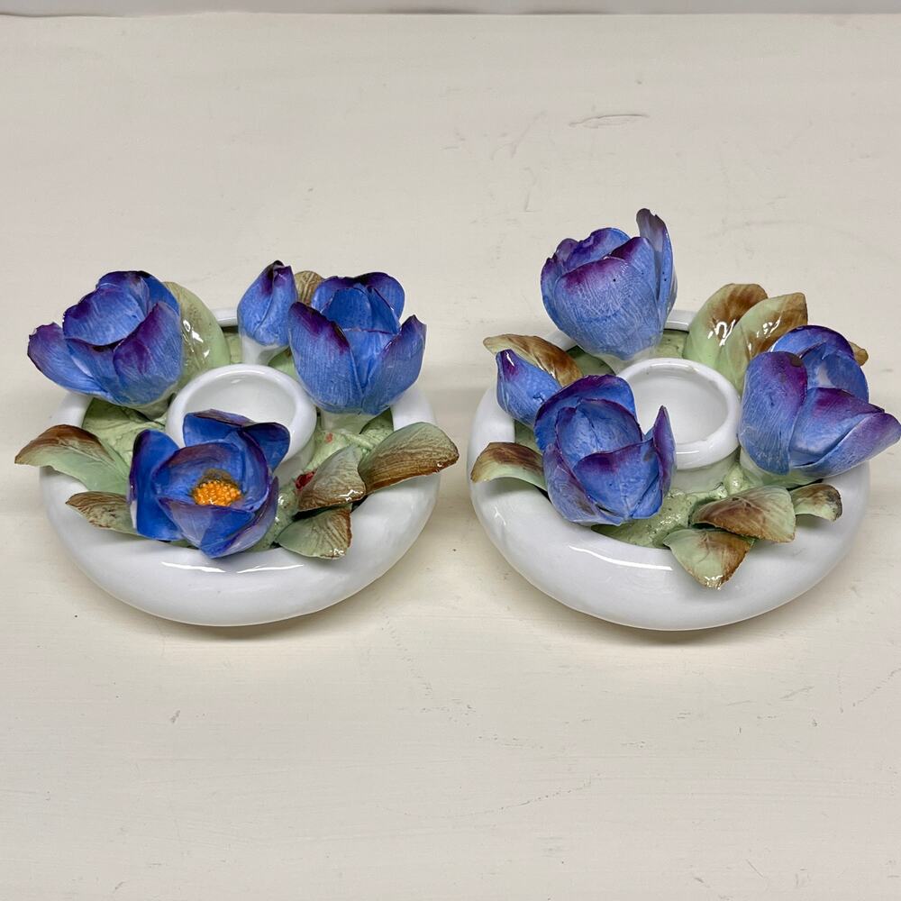 Royal Albert Bone China Manitoba Crocus Candlestick Holder Set of 2 FLAW